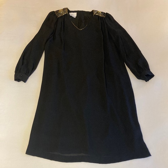 Vintage black beaded Neiman Marcus Dress. Classic and elegant look. - Picture 1 of 7